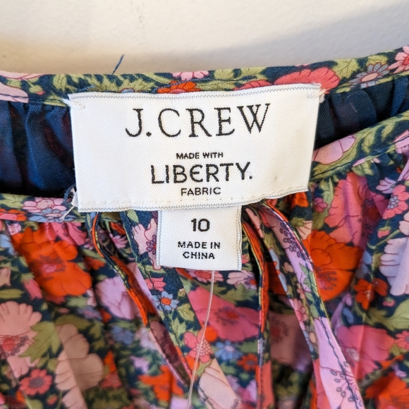 J. Crew Liberty Print Meadow Song Floral Cinched Waist Long Sleeve Dress - Picture 5 of 8